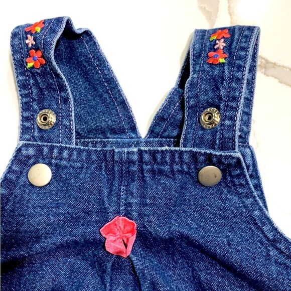 CARTER’S | Tykes Girls Denim Blue Jeans Dress Flowers - Picture 6 of 8